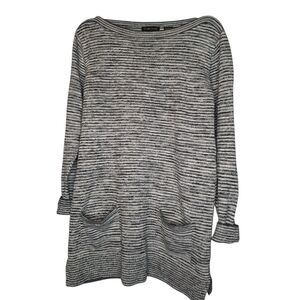 Jeanne Pierre Women's Black And White Sweater Tunic With Pockets Size Large